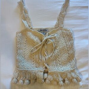 Urban Outfitters Beige Crochet Tank Too